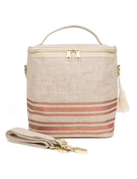 [SOYOUNG] LINEN LUNCH POCHE (ROSE GOLD HORIZONTAL STRIPE) 보냉가방